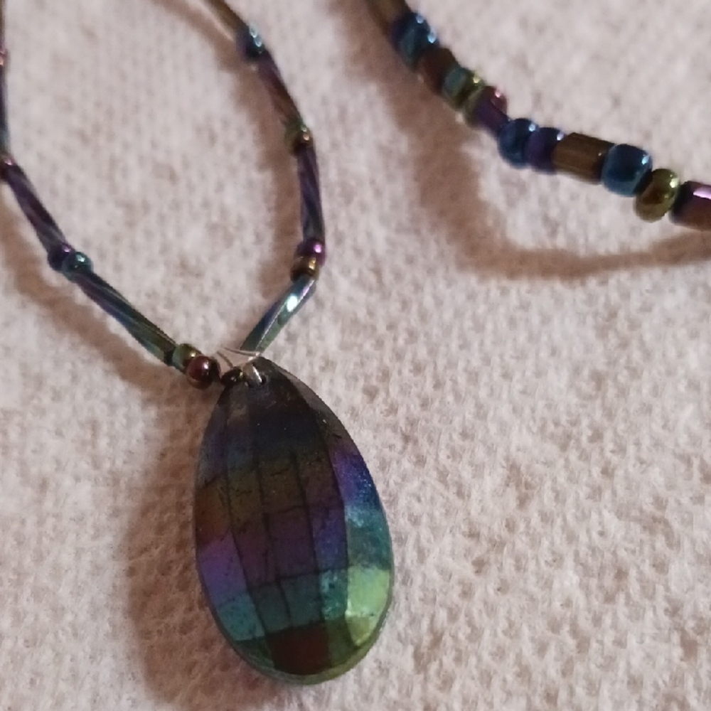 Elegant Black Multicolored  Beaded Necklace and Bracelet Set